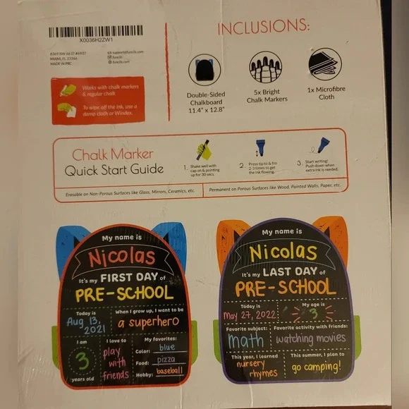 NWT First Day of School Black Chalkboard - Picture 2 of 2